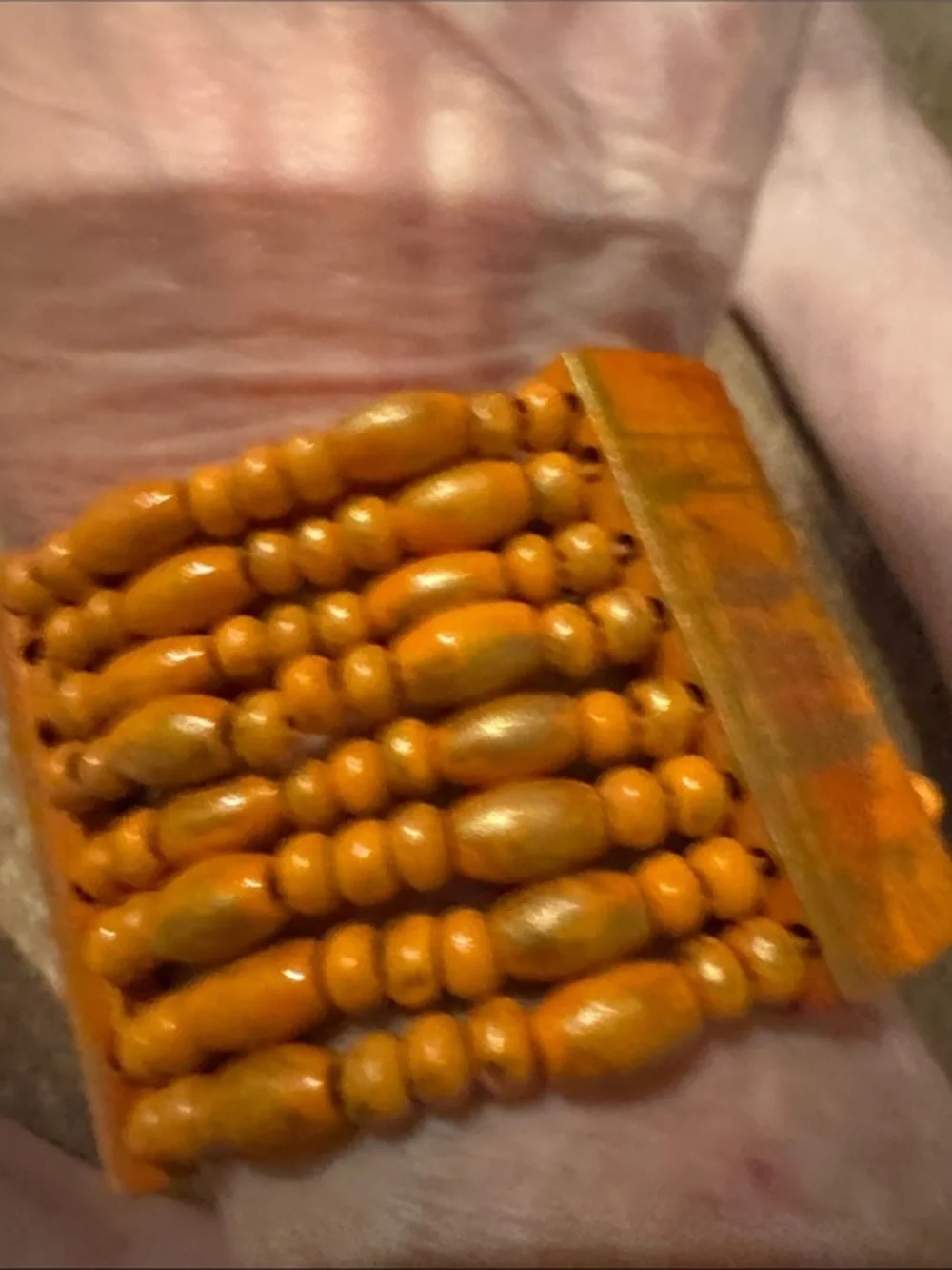 Handcrafted Orange Beaded Stretch Bracelet